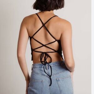 Anthropologie Black Cross Back Crop Top